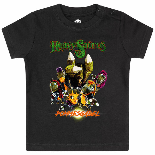 Heavysaurus (Pommesgabel) - Baby T-Shirt, schwarz, mehrfarbig, 80/86