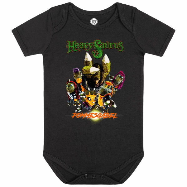 Heavysaurus (Pommesgabel) - Baby bodysuit, black, multicolour, 68/74