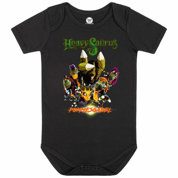 Heavysaurus (Pommesgabel) - Baby bodysuit, black, multicolour, 80/86