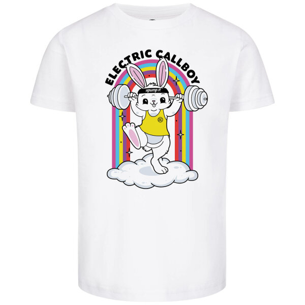 Electric Callboy (Pump It Bunny) - Kinder T-Shirt, weiß, mehrfarbig, 128