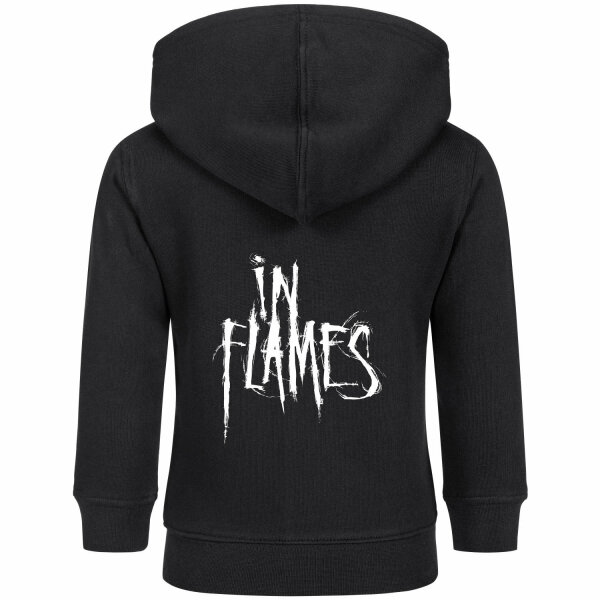 In Flames (Logo) - Baby Kapuzenjacke, schwarz, weiß, 56/62