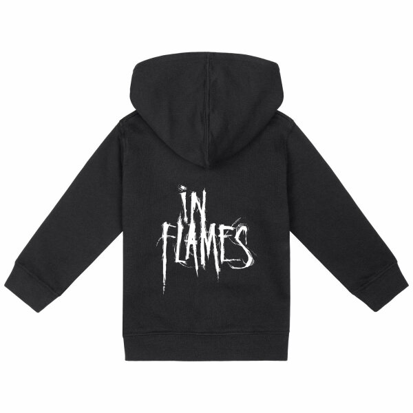 In Flames (Logo) - Baby Kapuzenjacke, schwarz, weiß, 56/62