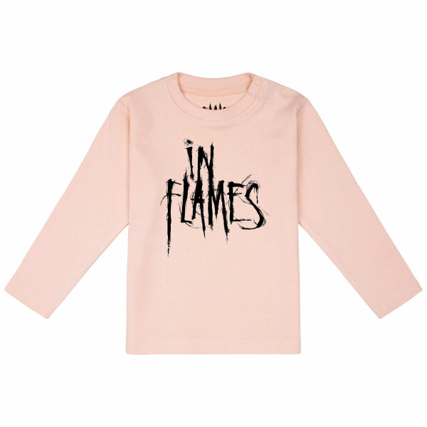 In Flames (Logo) - Baby longsleeve, pale pink, black, 56/62