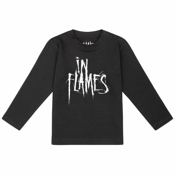 In Flames (Logo) - Baby Longsleeve, schwarz, weiß, 68/74