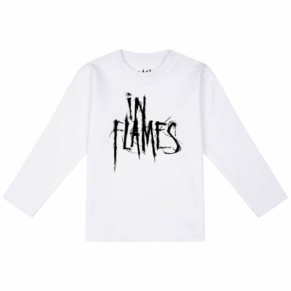 In Flames (Logo) - Baby Longsleeve, weiß, schwarz, 80/86