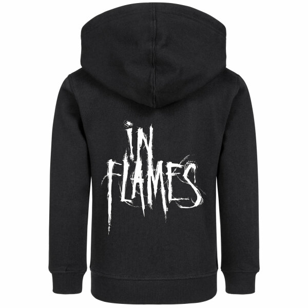 In Flames (Logo) - Kinder Kapuzenjacke, schwarz, weiß, 116