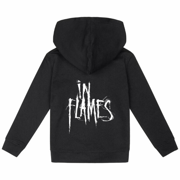 In Flames (Logo) - Kinder Kapuzenjacke, schwarz, weiß, 116