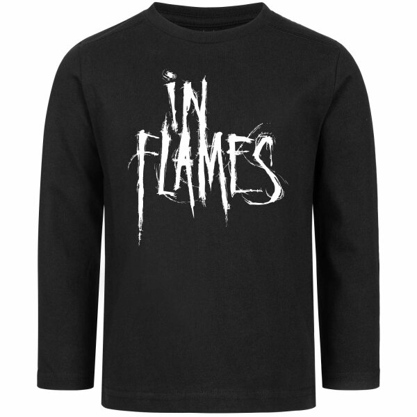 In Flames (Logo) - Kinder Longsleeve, schwarz, weiß, 128