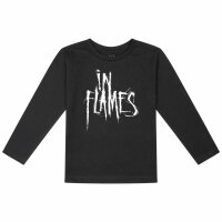 In Flames (Logo) - Kinder Longsleeve, schwarz, weiß, 128