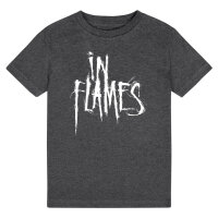 In Flames (Logo) - Kinder T-Shirt, charcoal, weiß, 104