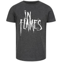 In Flames (Logo) - Kinder T-Shirt, charcoal, weiß, 116