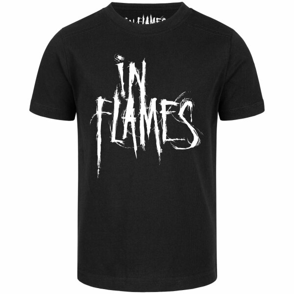 In Flames (Logo) - Kinder T-Shirt, schwarz, weiß, 128