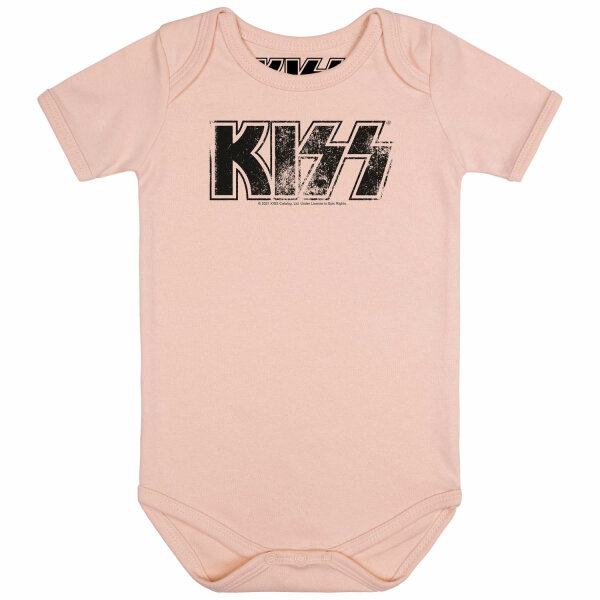 KISS (Distressed Logo) - Baby bodysuit, pale pink, black, 68/74