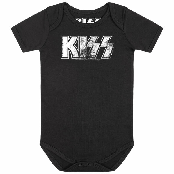 KISS (Distressed Logo) - Baby Body, schwarz, weiß, 56/62