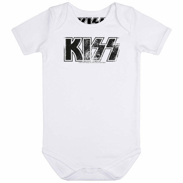 KISS (Distressed Logo) - Baby Body, weiß, schwarz, 56/62