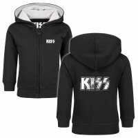 KISS (Distressed Logo) - Baby Kapuzenjacke, schwarz, weiß, 56/62