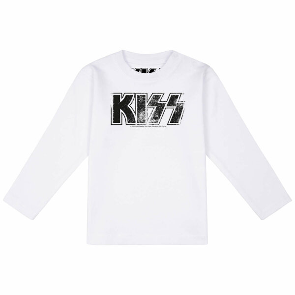 KISS (Distressed Logo) - Baby Longsleeve, weiß, schwarz, 56/62