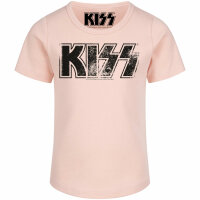 KISS (Distressed Logo) - Girly shirt, pale pink, black, 104