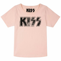 KISS (Distressed Logo) - Girly Shirt, hellrosa, schwarz, 116