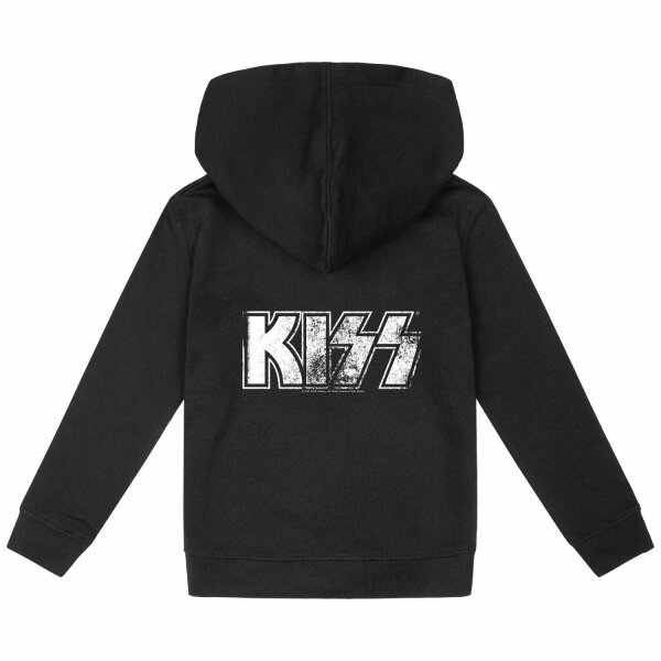 KISS (Distressed Logo) - Kinder Kapuzenjacke, schwarz, weiß, 116