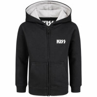 KISS (Distressed Logo) - Kinder Kapuzenjacke, schwarz, weiß, 116