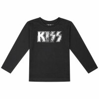 KISS (Distressed Logo) - Kids longsleeve, black, white, 104