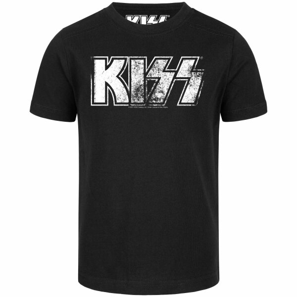 KISS (Distressed Logo) - Kinder T-Shirt, schwarz, weiß, 116