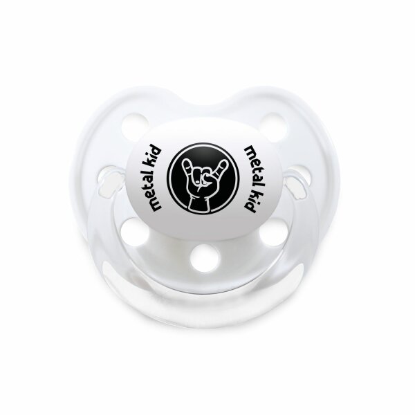 metal kid - Soother, white, black, Size 1