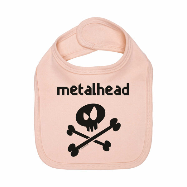 metalhead - Baby Lätzchen, hellrosa, schwarz, one size
