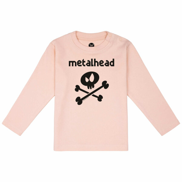 metalhead - Baby longsleeve, pale pink, black, 56/62