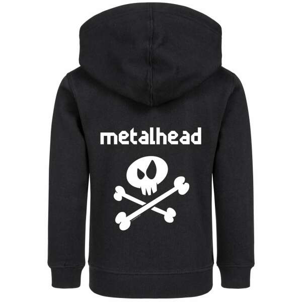 metalhead - Kinder Kapuzenjacke, schwarz, weiß, 128