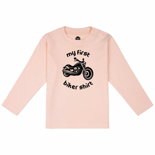my first biker shirt - Baby longsleeve, pale pink, black, 56/62
