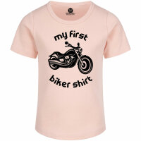 my first biker shirt - Girly shirt, pale pink, black, 104