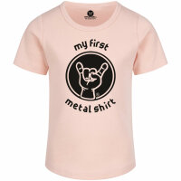 my first metal shirt - Girly Shirt, hellrosa, schwarz, 104