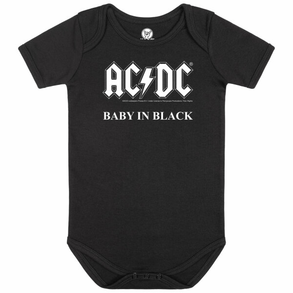 AC/DC (Baby in Black) - Baby Body, schwarz, weiß, 56/62