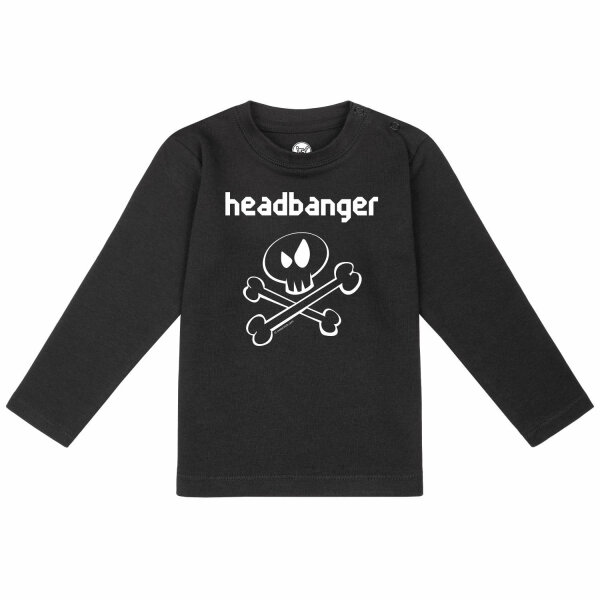 headbanger (invers) - Baby longsleeve, black, white, 56/62
