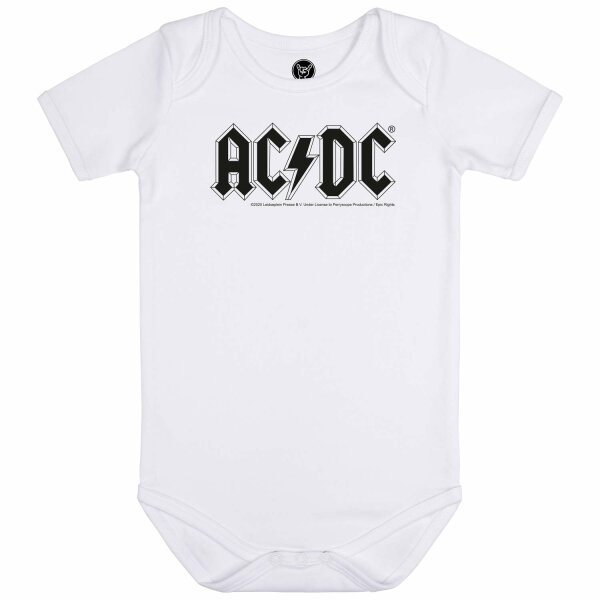 AC/DC (Logo) - Baby bodysuit, white, black, 80/86