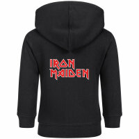 Iron Maiden (Logo) - Baby Kapuzenjacke, schwarz, rot/weiß, 80/86