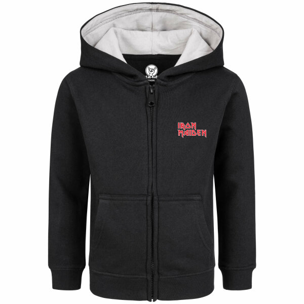 Iron Maiden (Logo) - Kids zip-hoody, black, red/white, 116