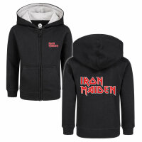Iron Maiden (Logo) - Kids zip-hoody, black, red/white, 116
