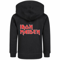 Iron Maiden (Logo) - Kids zip-hoody, black, red/white, 140