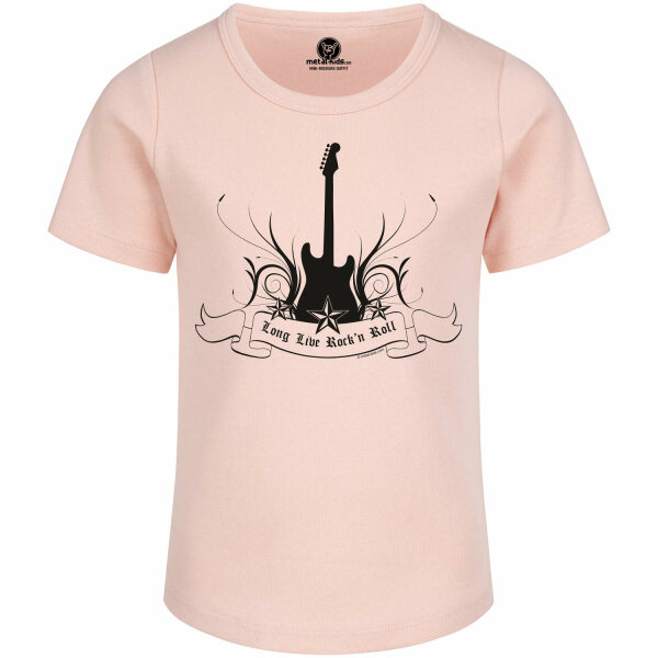 long live Rock n Roll - Girly Shirt, hellrosa, schwarz, 104