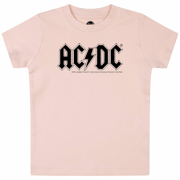 AC/DC (Logo) - Baby T-Shirt, hellrosa, schwarz, 68/74