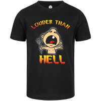 louder than hell - Kinder T-Shirt, schwarz, mehrfarbig, 140