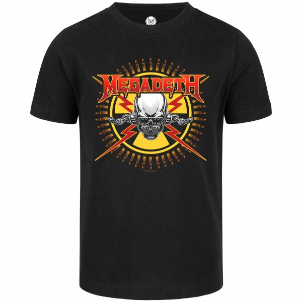 Megadeth (Skull & Bullets) - Kinder T-Shirt, schwarz, mehrfarbig, 128