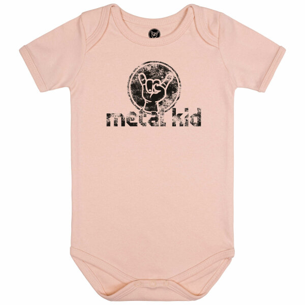 metal kid (Vintage) - Baby bodysuit, pale pink, black, 56/62