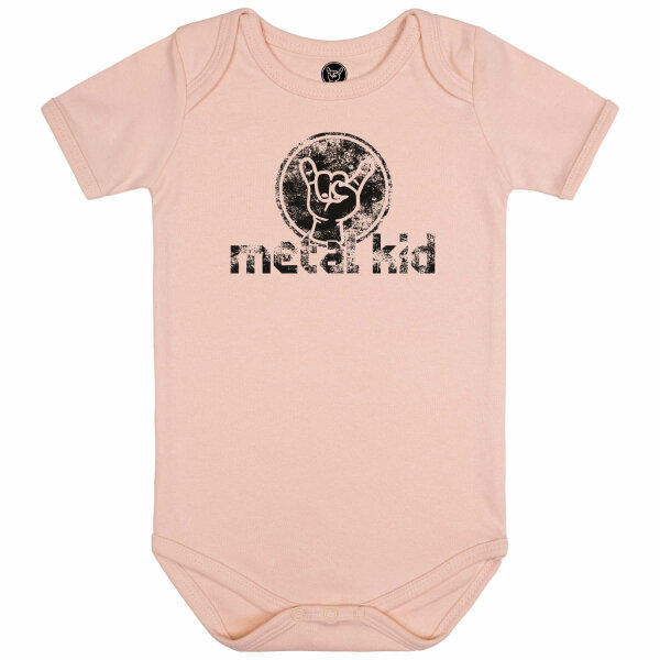 metal kid (Vintage) - Baby bodysuit, pale pink, black, 68/74