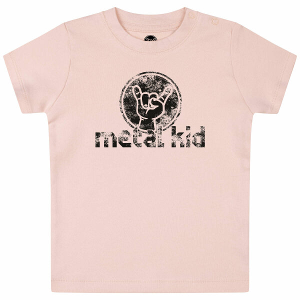 metal kid (Vintage) - Baby T-Shirt, hellrosa, schwarz, 56/62