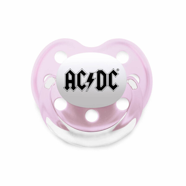 AC/DC (Logo) - Schnuller, hellrosa, schwarz, Größe 1