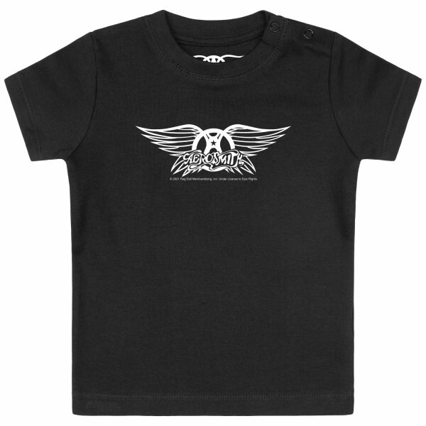 Aerosmith (Logo Wings) - Baby T-Shirt, schwarz, weiß, 56/62